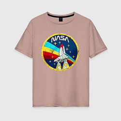 Футболка оверсайз женская NASA - emblem - USA, цвет: пыльно-розовый