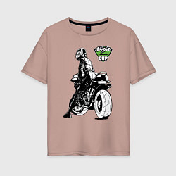 Женская футболка оверсайз Kawasaki Ninja Cup - Девушка за рулём