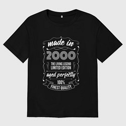 Футболка оверсайз женская Made in 2000 retro old school, цвет: черный