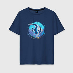Женская футболка оверсайз Мультяшная рыбка скалярия