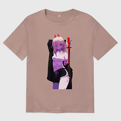 Футболка оверсайз женская Милашка Пауэр - Человек бензопила, цвет: пыльно-розовый