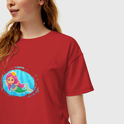 Футболка оверсайз женская Маленькая русалочка под водой, цвет: красный — фото 2