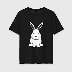 Футболка оверсайз женская Снежный кролик, цвет: черный