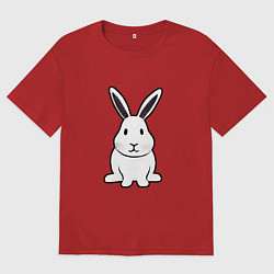 Футболка оверсайз женская Снежный кролик, цвет: красный