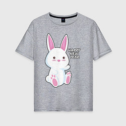 Женская футболка оверсайз Милый кролик happy