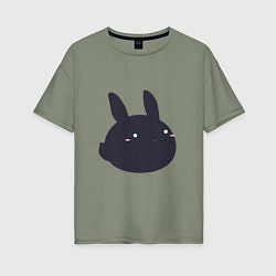 Женская футболка оверсайз Черный кролик - минимализм