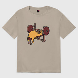 Футболка оверсайз женская Мопс - крутой пауэрлифтер!, цвет: миндальный