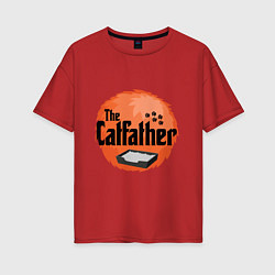 Футболка оверсайз женская Cat father, цвет: красный