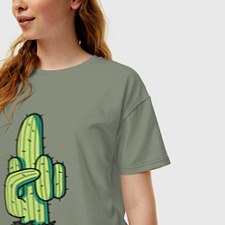 Футболка оверсайз женская Cactus - Fucktus, цвет: авокадо — фото 2