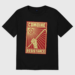 Футболка оверсайз женская Сопротивление комбайнам, цвет: черный