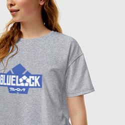 Футболка оверсайз женская Logo Blue Lock, цвет: меланж — фото 2