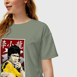 Футболка оверсайз женская Дракон Брюс Ли, цвет: авокадо — фото 2