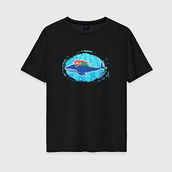 Женская футболка оверсайз Русалочка и кит