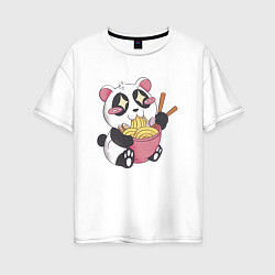 Женская футболка оверсайз Каваи панда ест рамен