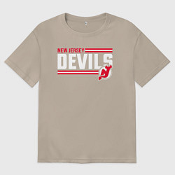 Футболка оверсайз женская Нью - Джерси Девилз нхл, цвет: миндальный