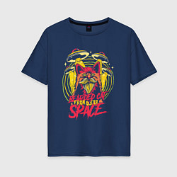 Женская футболка оверсайз Бородатый кот из космоса