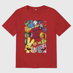 Футболка оверсайз женская Happy three friends - poster, цвет: красный