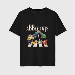 Футболка оверсайз женская Abbey cats, цвет: черный