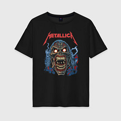 Футболка оверсайз женская Metallica skull, цвет: черный