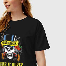 Футболка оверсайз женская Guns n roses Skull, цвет: черный — фото 2