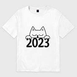 Футболка оверсайз женская Cat 2023, цвет: белый