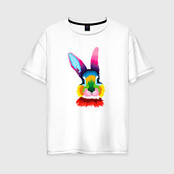 Футболка оверсайз женская Поп-арт кролик, цвет: белый
