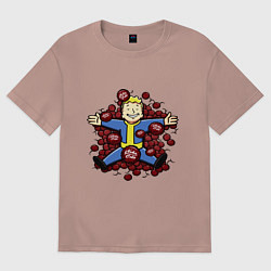 Футболка оверсайз женская Vault boy caps, цвет: пыльно-розовый