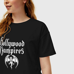 Футболка оверсайз женская Hollywood vampires рок группа, цвет: черный — фото 2