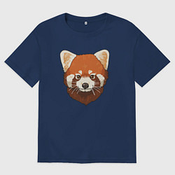 Футболка оверсайз женская Голова милой красной панды, цвет: тёмно-синий