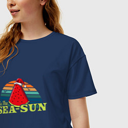 Футболка оверсайз женская Sea-sun, цвет: тёмно-синий — фото 2