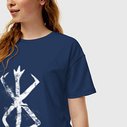 Футболка оверсайз женская Берсерк аниме - белый гранж, цвет: тёмно-синий — фото 2