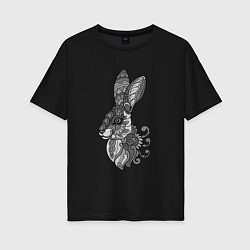 Женская футболка оверсайз Русский серый кролик