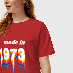 Футболка оверсайз женская Made in 1973 liquid art, цвет: красный — фото 2