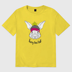 Женская футболка оверсайз Кролик Happy New Year