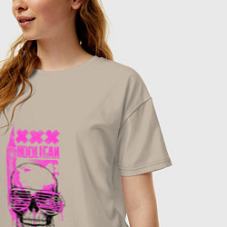 Футболка оверсайз женская Hooligan skull, цвет: миндальный — фото 2
