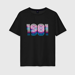 Женская футболка оверсайз 1981 год ретро неон