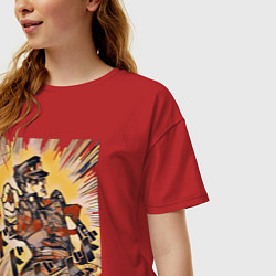 Футболка оверсайз женская Дзётаро Кудзё указывает пальцем, цвет: красный — фото 2