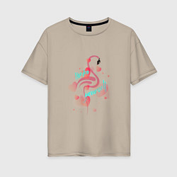 Женская футболка оверсайз Фламинго в серце