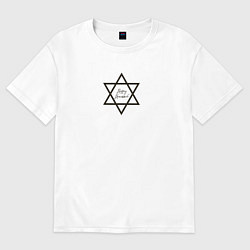 Футболка оверсайз женская Ханука, Звезда Давида, Happy Hanukkah, цвет: белый