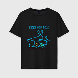 Женская футболка оверсайз Кролики - 2023 символ года
