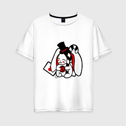 Женская футболка оверсайз Кролик с часами