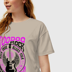 Футболка оверсайз женская Гитара с крыльями voodoo rock, цвет: миндальный — фото 2