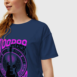 Футболка оверсайз женская Гитара с крыльями voodoo rock, цвет: тёмно-синий — фото 2