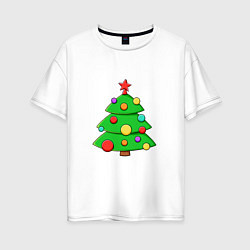 Женская футболка оверсайз Новогодняя стильная елка