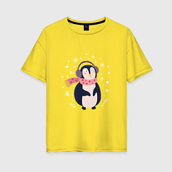 Женская футболка оверсайз Забавный пингвин