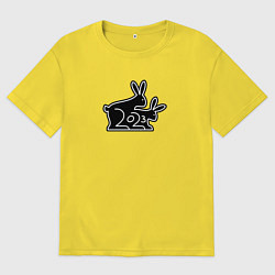 Футболка оверсайз женская Символ 2023 кролики, цвет: желтый