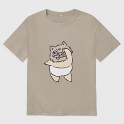 Футболка оверсайз женская Иноске в танце - Клинок, уничтожающий демонов, цвет: миндальный