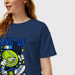 Футболка оверсайз женская Король тенниса мяч с ракеткой, цвет: тёмно-синий — фото 2