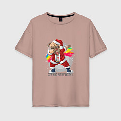 Футболка оверсайз женская Dog christmas, цвет: пыльно-розовый