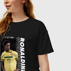 Футболка оверсайз женская Роналдиньо сборная Бразилии, цвет: черный — фото 2